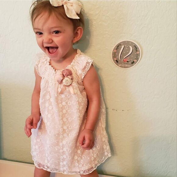 Catherine MALANDRINO Lace Overlay Baby Dress - Picture 2 of 9